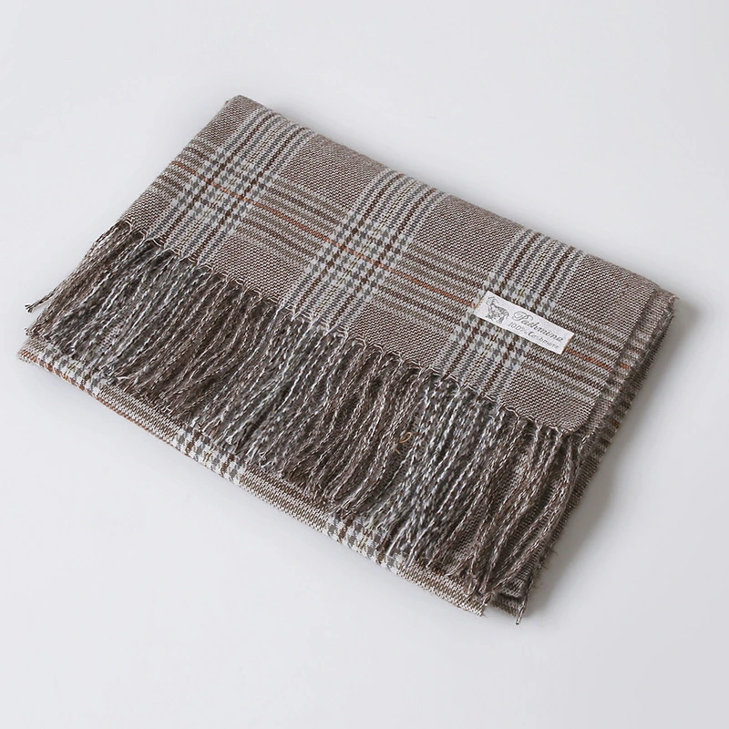 Striped Plaid Cashmere Scarf Women&prime;s New Autumn and Winter Bristle Thickened Warm Tassel Shawl Gift Scarf