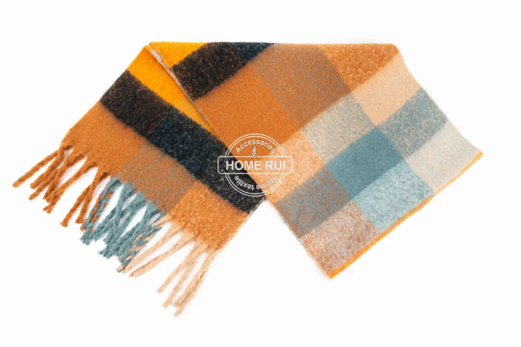 Manufacturer Women Men Spring Fall Colorful Block Woven Tassel Plaid Lattice Veronz Super Soft Classic Nova Scottish Large Cozy Cappa Tippet Turban Scarf