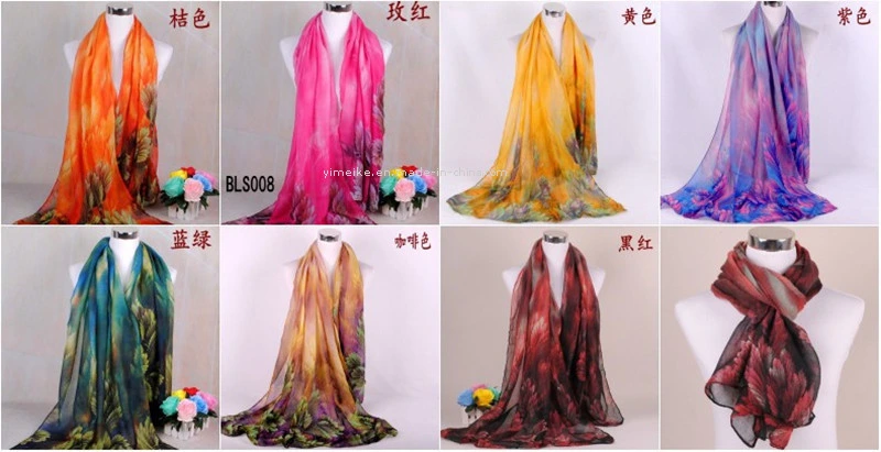 Stock Supply Lady Printed Winter Cotton Voile Scarfs