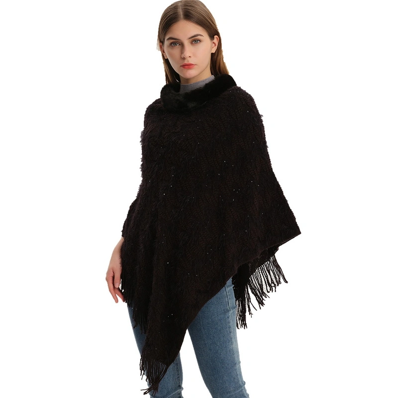 Custom Winter Pure Color Cape Shawl for Ladies