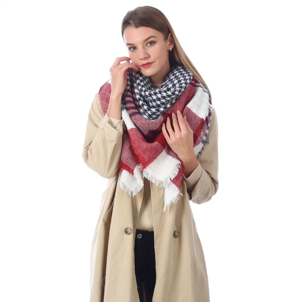 Fashion Black Square Scarf Imitation Cashmere Plaid Scarves Warm Shawl Manufacturers Sales