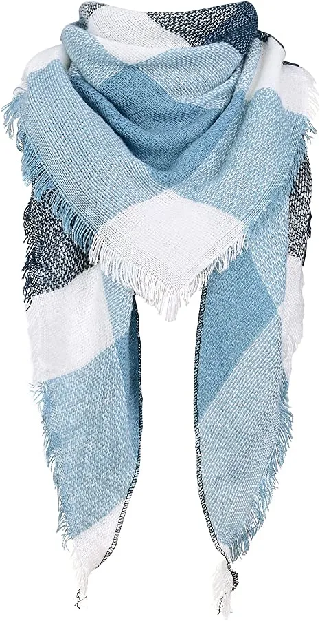 Warm Classic Tassel Plaid Scarf Winter Fall Blanket Large Cozy Triangle Wrap Shawl Scarves