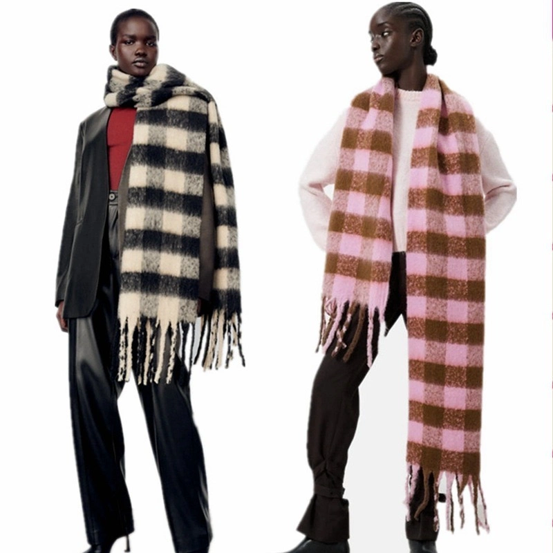 Fall Winter Scarf Classic Tassel Plaid Scarf Shawl Scarves