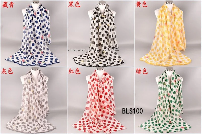 Stock Supply Lady Printed Winter Cotton Voile Scarfs