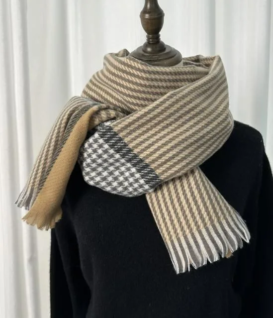 Autumn and Winter Women&prime;s Latest Fashion Checked Horizontal Stripe Warm Lady Scarf