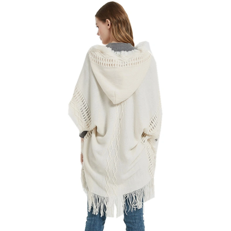 Hot Sale Warm Women Hooded Poncho Shawl Cape