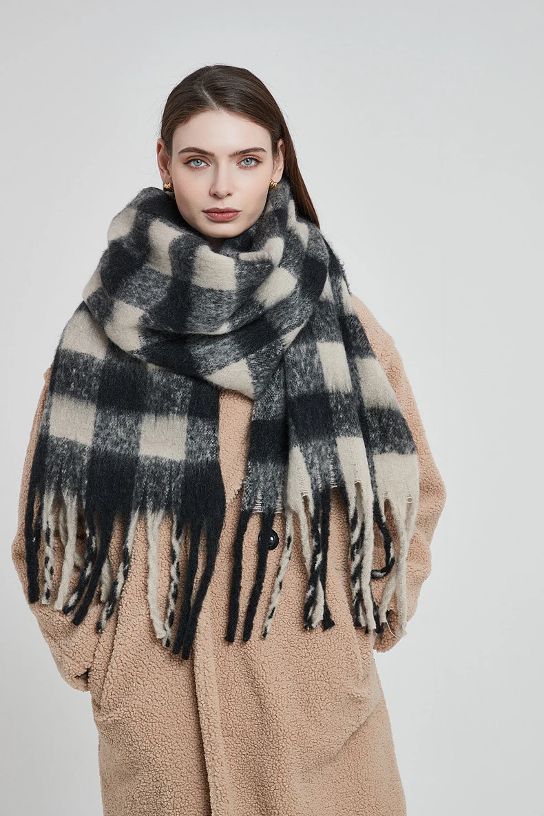 Fall Winter Scarf Classic Tassel Plaid Scarf Shawl Scarves