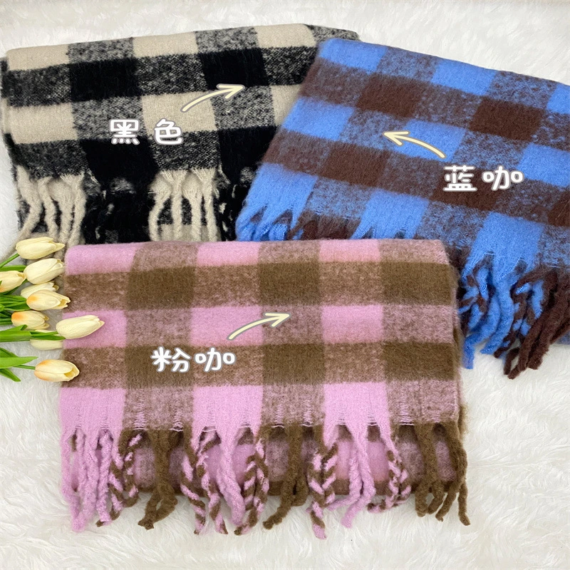 Fall Winter Scarf Classic Tassel Plaid Scarf Shawl Scarves