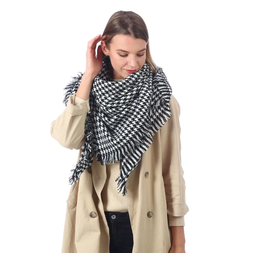 Fashion Black Square Scarf Imitation Cashmere Plaid Scarves Warm Shawl Manufacturers Sales