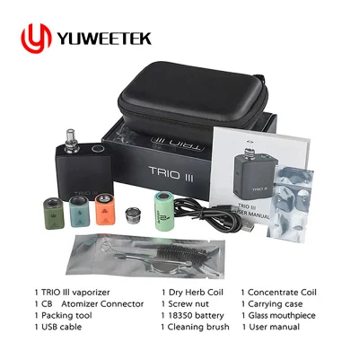 Trio III Billet Box Wax Electronic Cigarette Wholesale Pipe Wax Crack Dry Herb Vaporizer Reusable Compatible Vape Box Mod Device Pod System