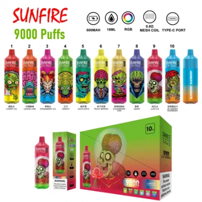 Tornado 9000 Puffs Vs Sunfire 7000 10000 Puff Bar E Cigarette Rechargeable Vaper China Wholesale I Vape Ban XL Disposable Vape Pen Pen Hookah in Stock
