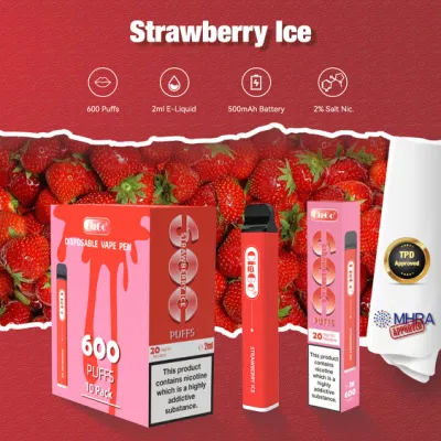 E-Cigarette Starter Kits Tpd Approved 2ml Disposable Vape Pen 600 Puff Bar Vape