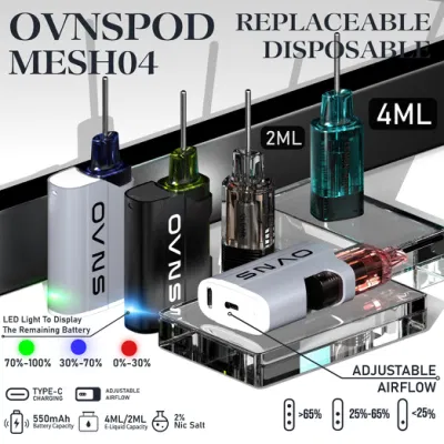 Europe New Trend Transparent Vape Pods Kit Airflow Adjustable Rechargeable Disposable Vape Pod