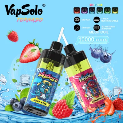 12000 10000 Puffs 2% 5% Nicotine Vapsolo Flavor Bluerazz Bar Disposable Vape with 12 Flavors Type-C Rechargeable E-Cigarette
