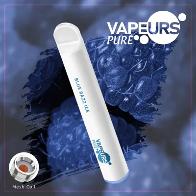 Hot Selling Spain Europe Wholesale Silicone Drip Tip Vapeurs Pure Tpd 600 Puffs Disposable Electronic Cigarette E Cig Shop