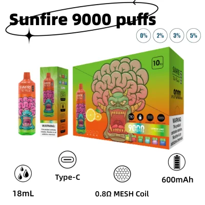 Wholesale I Vape Rechargeable Disposable E Cigarette Sunfire Bar 10000 Puffs Vs Tornado 9000 Puffs Vape LED Light Alibaba Shopping Puff Thailand E Cig 9000 Puff