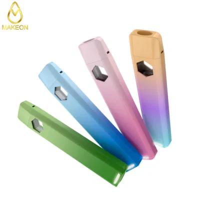 Makeon Dz 1gram 2ml Empty Custom Vape Flat Disposable Vape Pen Pod Delta Custom Window Horizontal Ceramic, Cotton Free, No Middle Rod