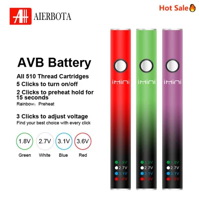 Wholesale Cheap Vape Imini AVB Button Battery 380mAh Variable Voltage Preheat Vape Vapor for 510 Vape Cartridge Alibaba Puff Distributor in Canada