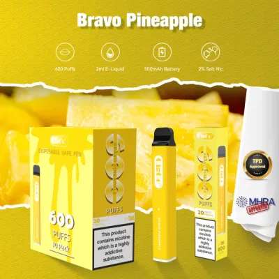 E-Cigarette Starter Kits Tpd Approved 2ml Disposable Vape Pen 600 Puff Bar Vape