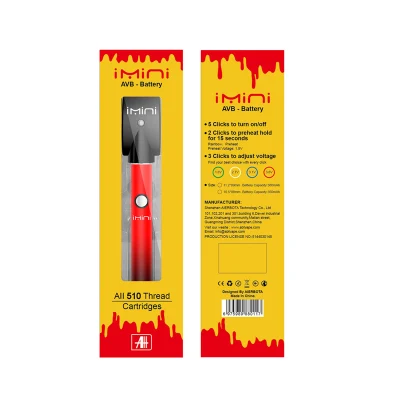 Alibaba Distributor Imini AVB Button 510 Battery Pen 350mAh Variable Voltage Preheat 510 Battery Thick Oil Puff Bars Vaporizer Disposable Vape Pod Pen