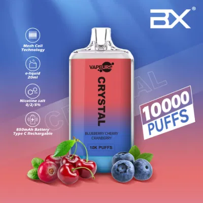 UK Europe Hot Sales Shisha Flavors Vapeurs Crystal 8000 10000 12000 Puffs Rechargeable Wholesale Vapes Disposable Vape