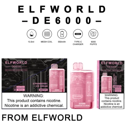 High Quality Electronic Cigarette Elfworld De6000 Crystal Puff Elfworld Lost Elf World Orion Puff Vape Bar Clear 7500 Disposable Vape RM 7500 Puffs