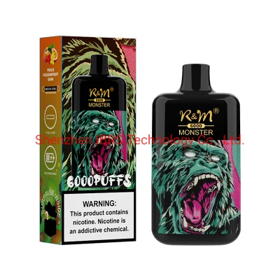  Wholesale Original Puff Bar Ultra Upgrade Version R and M Monster Mesh Coil 6000 Puffs Logo Custom Disposable Vape Pen