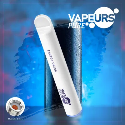 Hot Selling Spain Europe Wholesale Silicone Drip Tip Vapeurs Pure Tpd 600 Puffs Disposable Electronic Cigarette E Cig Shop