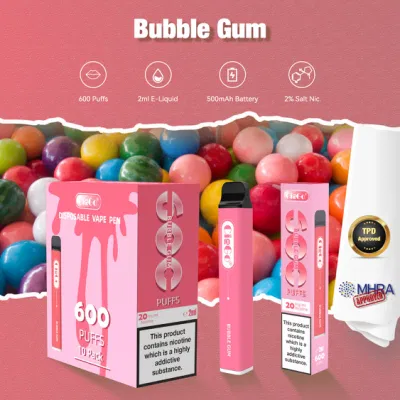  EU Hot Sale Factory Tpd Certificate Electronic Cigarette 600 Puffs Disposable Vape Wholesale