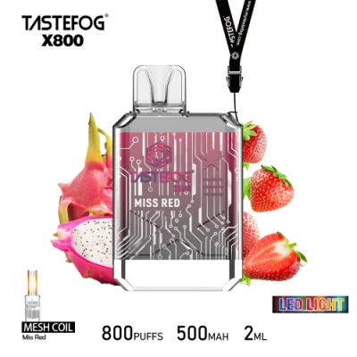Wholesale New Tastefog X800 800puffs Disposable Vape Box Crystal LED Flashlights 2ml Tpd Version