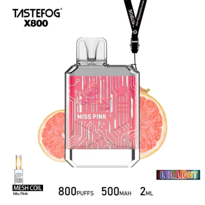 Wholesale New Tastefog X800 800puffs Disposable Vape Box Crystal LED Flashlights 2ml Tpd Version