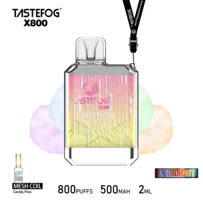 Wholesale New Tastefog X800 800puffs Disposable Vape Box Crystal LED Flashlights 2ml Tpd Version