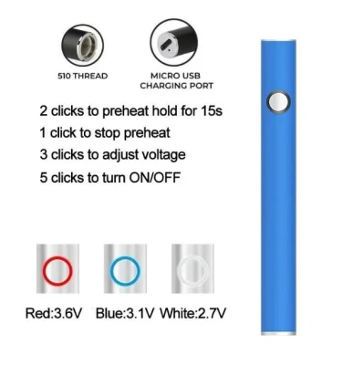 USA Canada Germany Czech Wholesale 510 Thread Vape Pen Battery Adjustable Voltage Pod Cartridge Battery Imini Vape Pen 350mAh Vaporize Rechargeable Battery