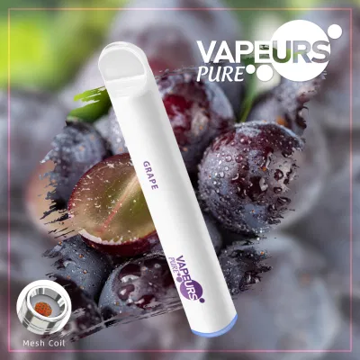 Hot Selling Spain Europe Wholesale Silicone Drip Tip Vapeurs Pure Tpd 600 Puffs Disposable Electronic Cigarette E Cig Shop