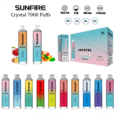 Top 1 Supplier Sunfire Crystal Puff 7000 9000 Puffs Disposable Vape 7K Poland Spain E Cigarettes Pod Custom Logo Vapes Wholesale Craystal Vape Pen Hookah