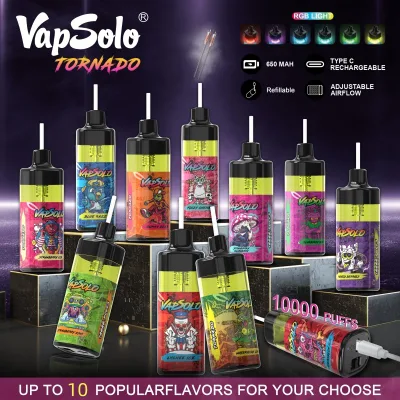 12000 10000 Puffs 2% 5% Nicotine Vapsolo Flavor Bluerazz Bar Disposable Vape with 12 Flavors Type-C Rechargeable E-Cigarette