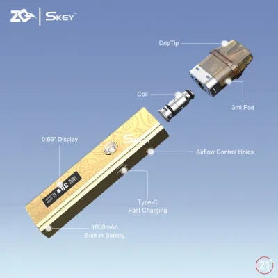 Skey Zq Xtal PRO Open Refillable 2ml Empty Pod Vape Kit