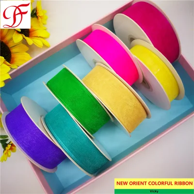 Factory Wholesale Printed Nylon Woven Edge Organza Ribbon Grosgrain Satin Double/Single Face Hemp Metallic Ribbon for Wrapping/Decoration/Xmas Box/Bows/Gifts