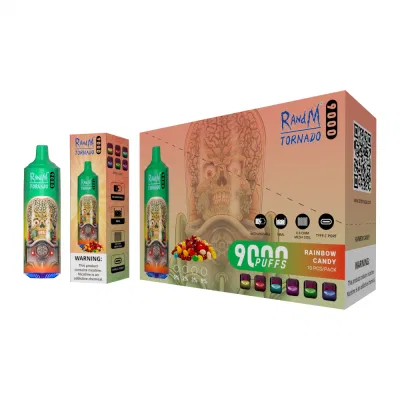 Randm Tornado 9000 Puffs Vape Disposable Device 850mAh Rechargeable Battery 18ml 9000 Puffs Per Device Mini E Cigarette with RGB Light