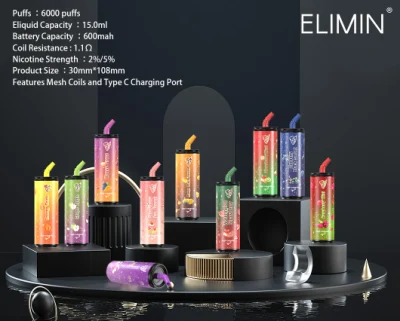 Custom Disposable Vape Elimin 6000 Puffs 600mAh Vs Disposable Vape Pod Vs Puff Plus Wholesale Vape Pen Electronic Cigarette