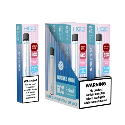 China Shenzhen Pod System Electronic Cigarette 2ml Hqd Super Bar Wholesale Vape 600 Puffs Empty Pen Style Disposable Vape with Tpd