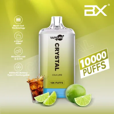 UK Europe Hot Sales Shisha Flavors Vapeurs Crystal 8000 10000 12000 Puffs Rechargeable Wholesale Vapes Disposable Vape