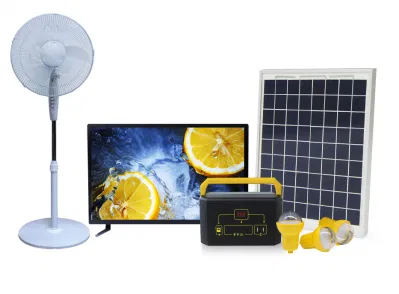 Continuous Charging, You Can Watch TV and Enjoy The Cold Air at The Same Time, The Three-Lamp Solar Clean Energy Home System with a Large Batteries and USB Port