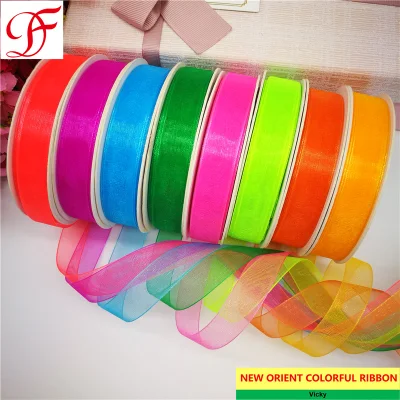 Factory Wholesale Printed Nylon Woven Edge Organza Ribbon Grosgrain Satin Double/Single Face Hemp Metallic Ribbon for Wrapping/Decoration/Xmas Box/Bows/Gifts
