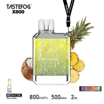 Wholesale New Tastefog X800 800puffs Disposable Vape Box Crystal LED Flashlights 2ml Tpd Version