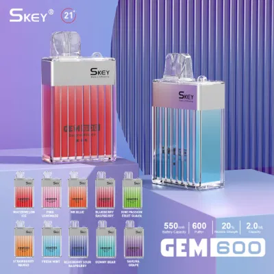  UK Popular Skey Vape Crystal Vape Box Gem 600 Puffs 2% Nic Salt UK Tpd Vs Amare Crystal One Disposable E-CIGS