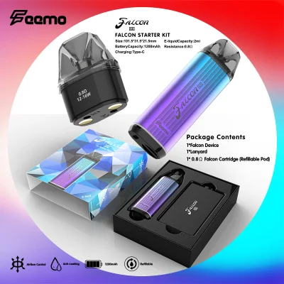 2023 Top Model E-Cigarettes Feemo Falcon in Stock Accept OEM ODM Vape Vs Uwell Voopoo Disposable Vape Pen Mod