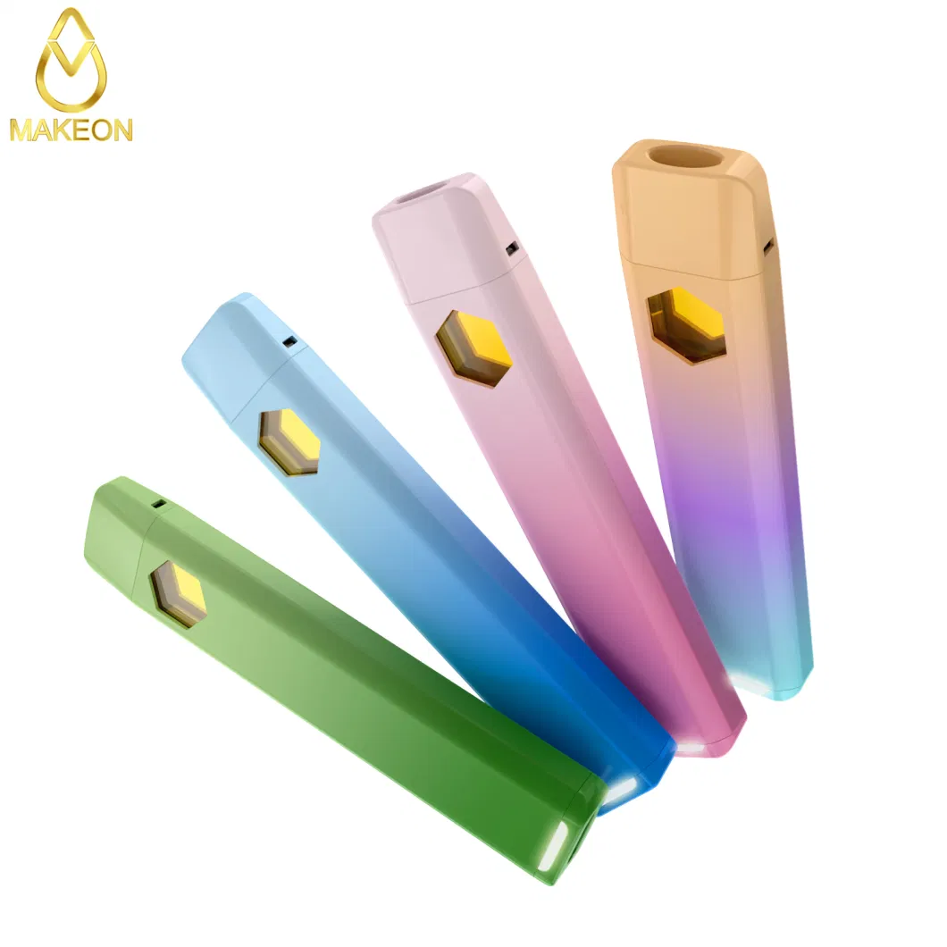 Makeon Dz 1gram 2ml Empty Custom Vape Flat Disposable Vape Pen Pod Delta Custom Window Horizontal Ceramic, Cotton Free, No Middle Rod