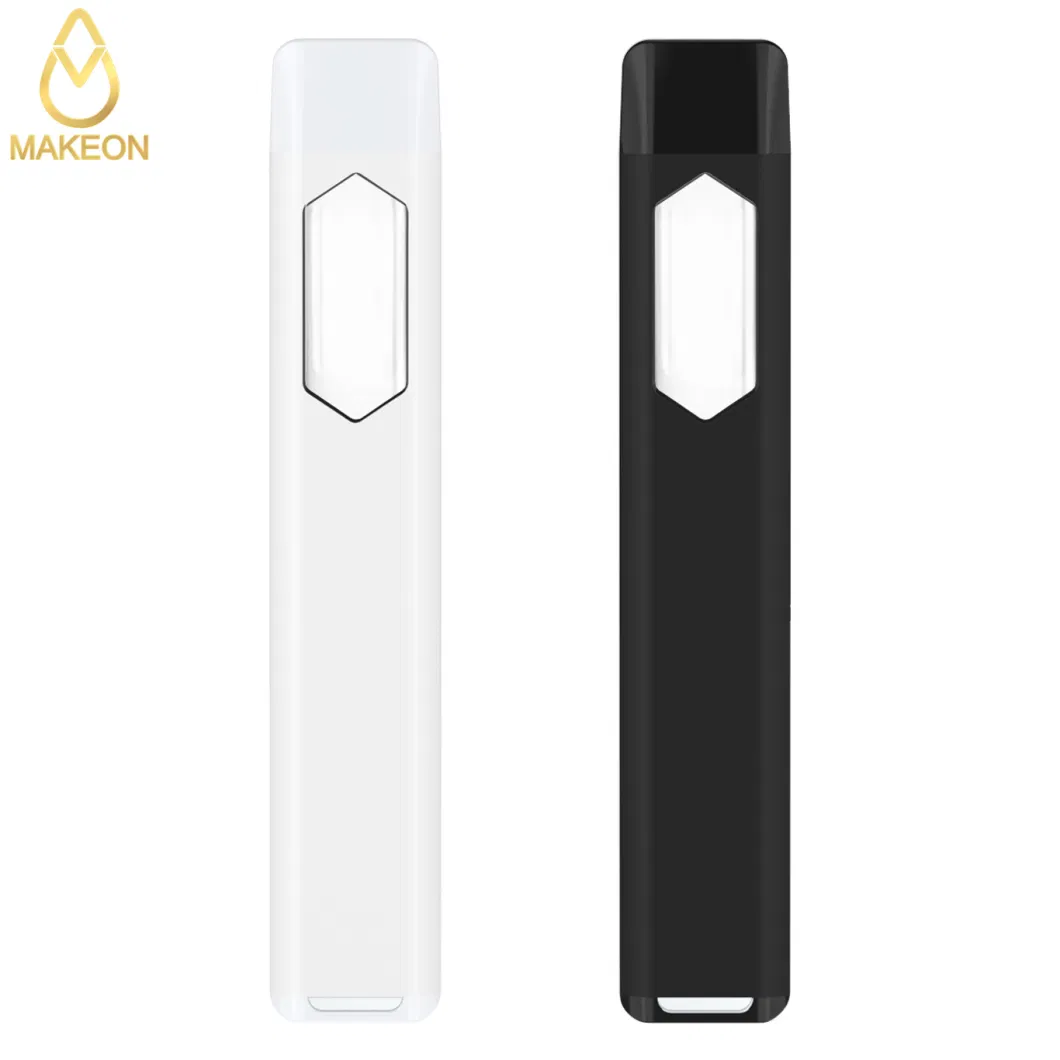 Makeon Dz 1gram 2ml Empty Custom Vape Flat Disposable Vape Pen Pod Delta Custom Window Horizontal Ceramic, Cotton Free, No Middle Rod