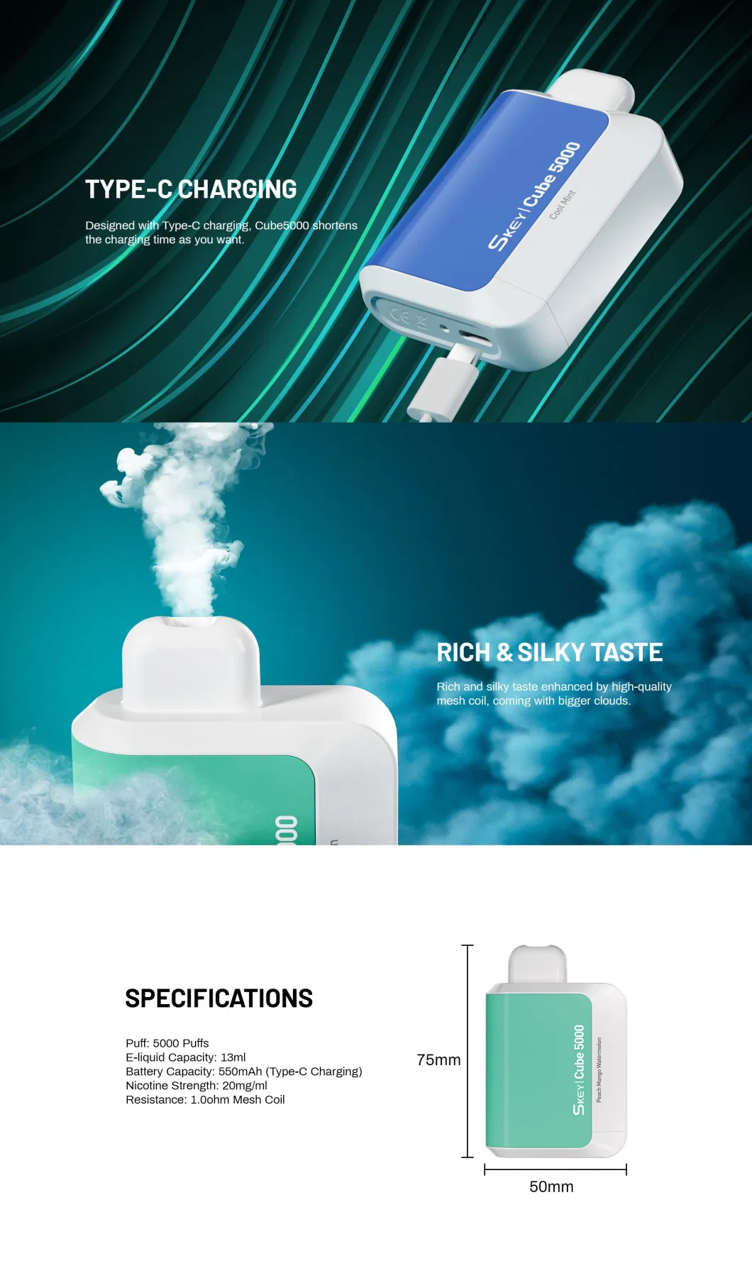 Fashion Disposable Vaporizer Electronic Cigarette Vapes Box Puff Bar 5000puff Disposable Device